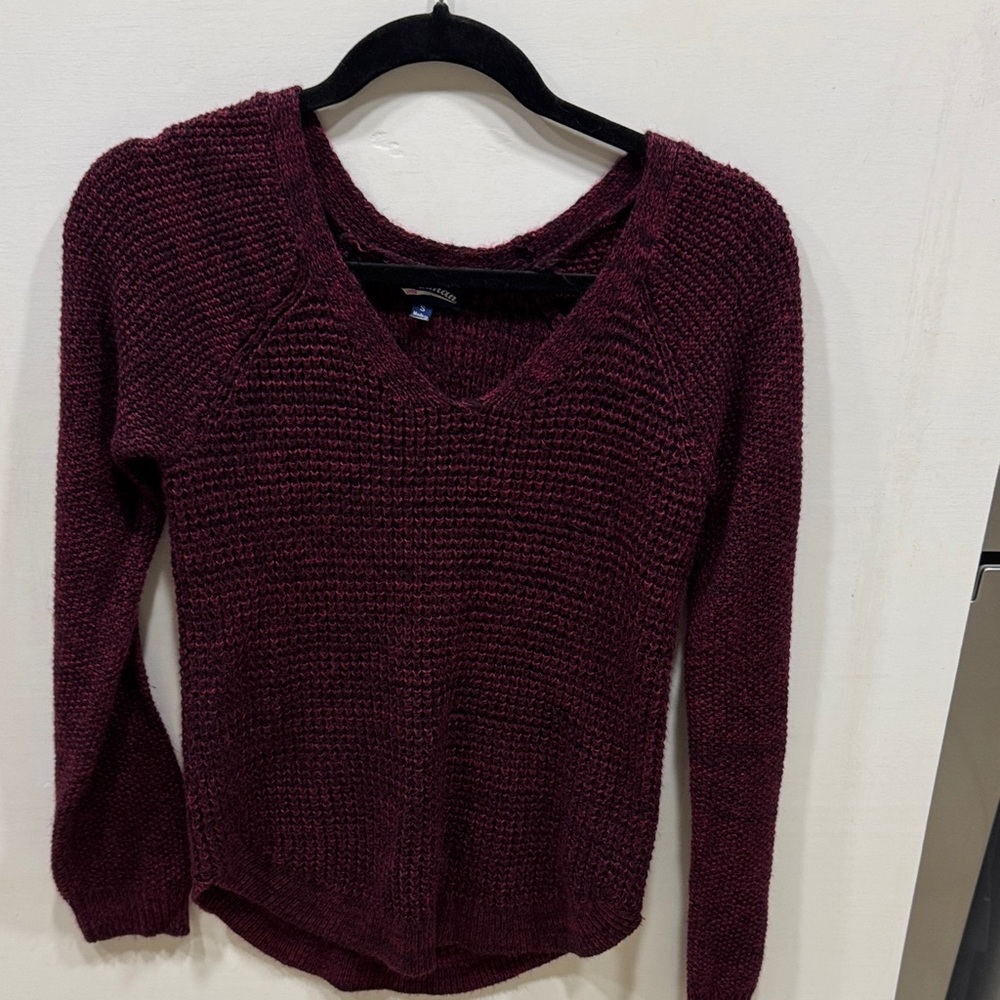 Freshman Deep Red V-Neck Sweater